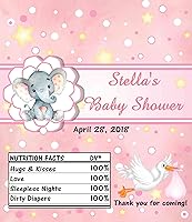 Vista 3 de 12 ~ PINK ELEPHANT BABY SHOWER CHOCOLATE CANDY BAR WRAPPERS PARTY FAVORS PERSONALIZED