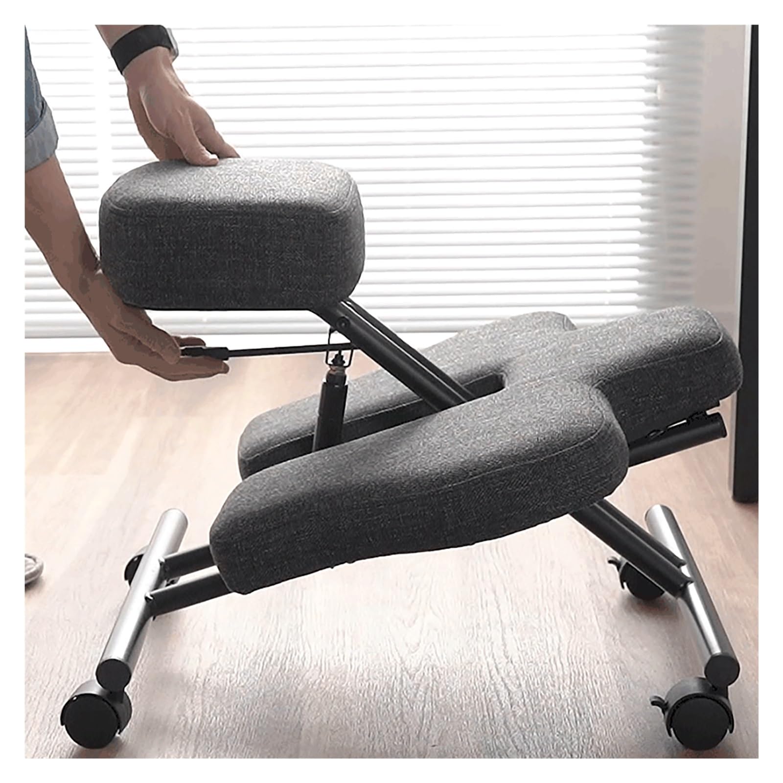 silla ergonomica rodillas Silla taburete ergonómica con ángulo de inclinación ajustable, silla de oficina en cuclillas y rodillas con ruedas, silla con piernas cruzadas para fanáticos de la meditación