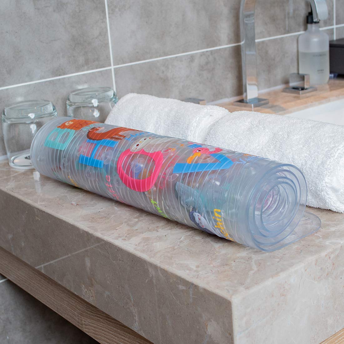 Badematte Für Die Wanne - XL Rutschfeste Duschmatte 89x40 Cm, Mit Saugnäpfen, Obst-Gemüse Motiv, Maschinenwaschbar