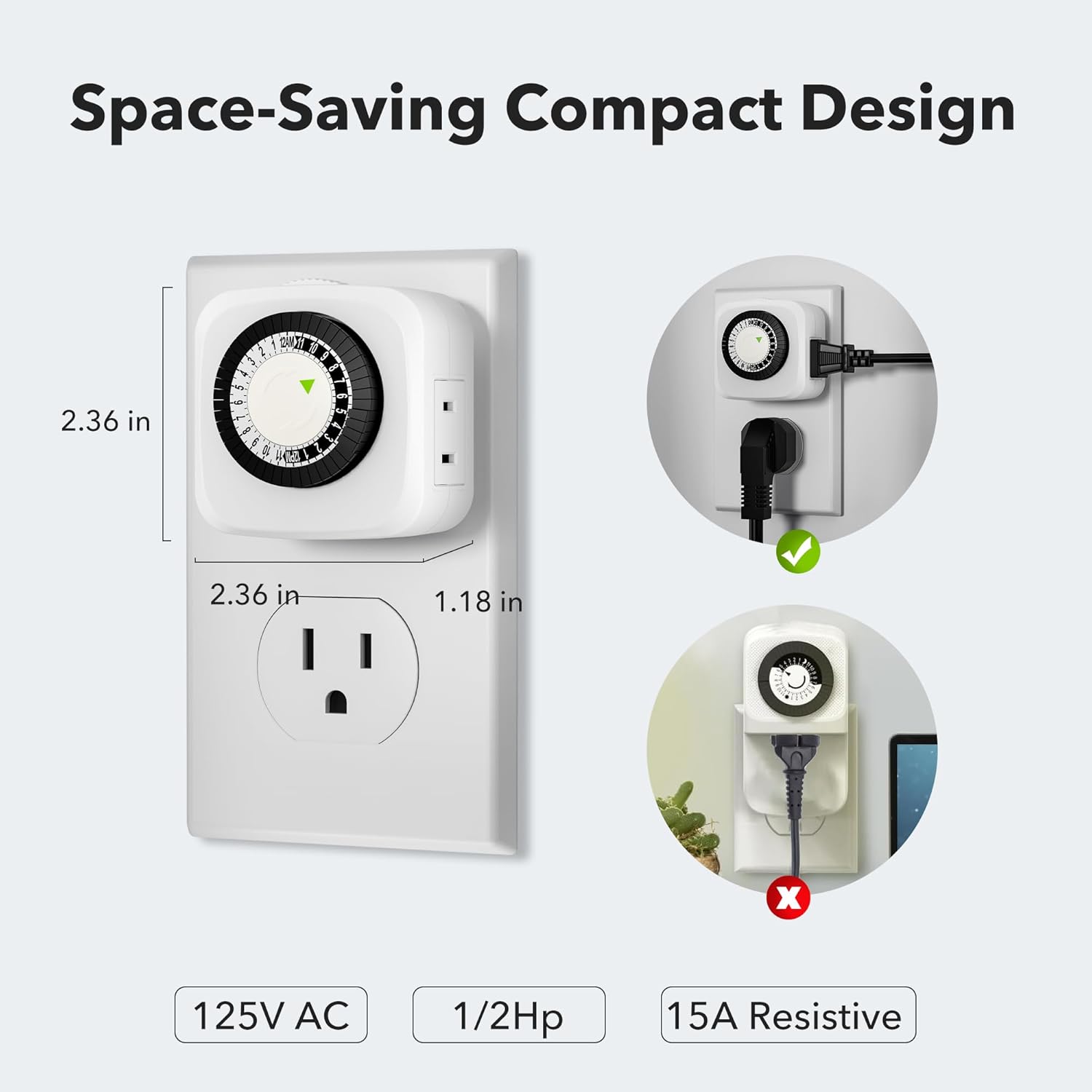 HBN Mechanical Timer plugged into an outlet, showing compact design