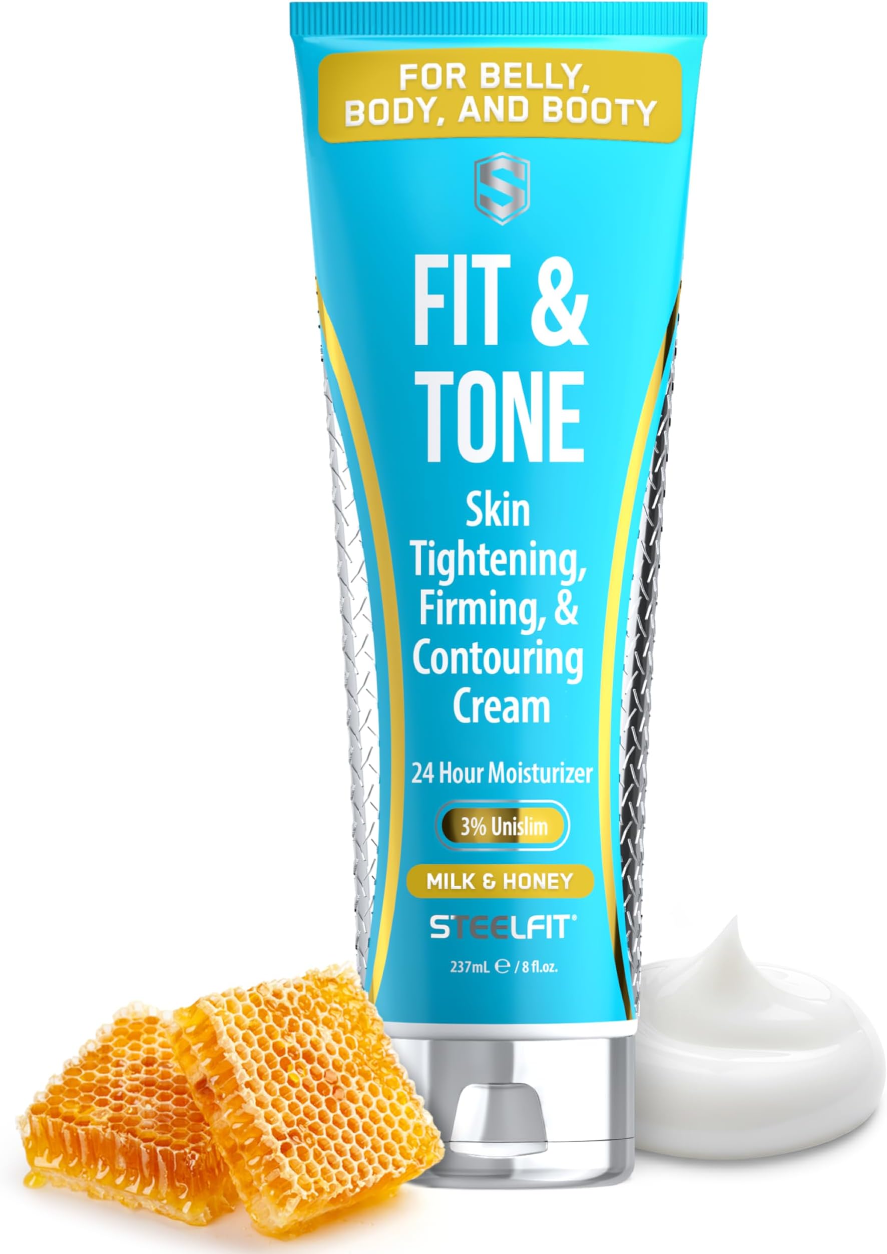 Firming Body Lotion - Contouring & Skin Tightening Cream for Body - Firm & Tone Cellulite Remover for Legs Belly & Saggy Skin - Nourishing & Soothing with Shea & Cocoa Butter - Milk & Honey