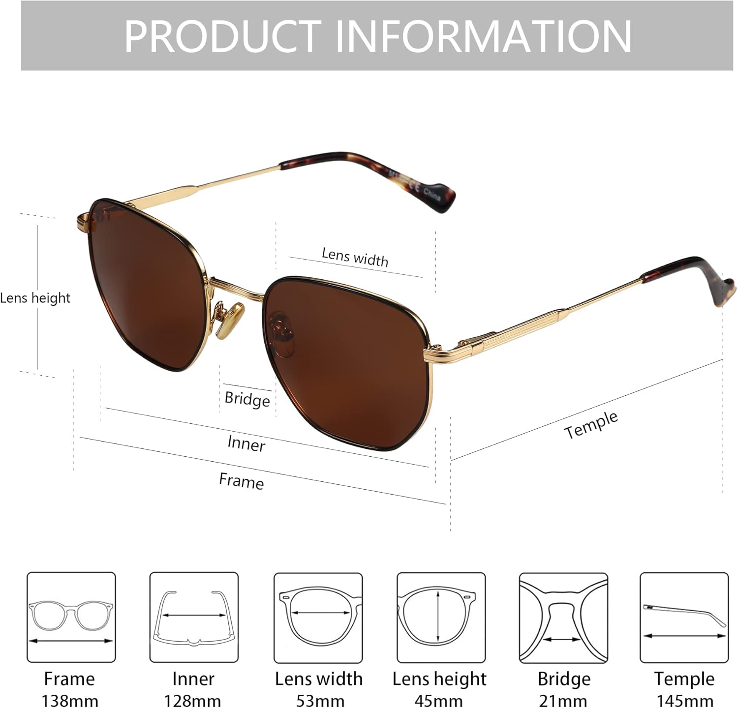 ZENOTTIC Hexagon Polarized Retro Sunglasses for Men Women-Vintage Metal Frame Design UV Protection Trendy Fashion Shades