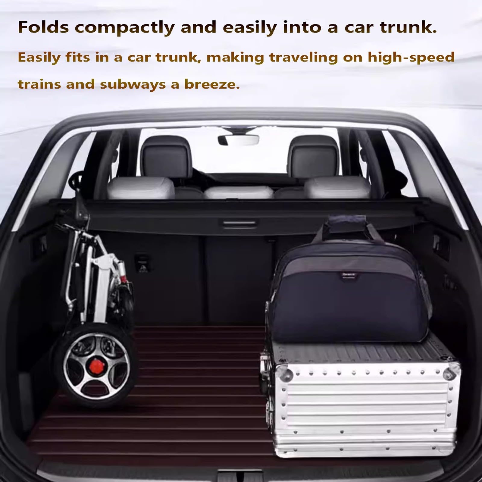 Patinete motorizado para personas mayores, silla de ruedas eléctrica ligera, silla de ruedas eléctrica plegable, diseño ultraligero, alta capacidad, fácil de transportar y almacenar