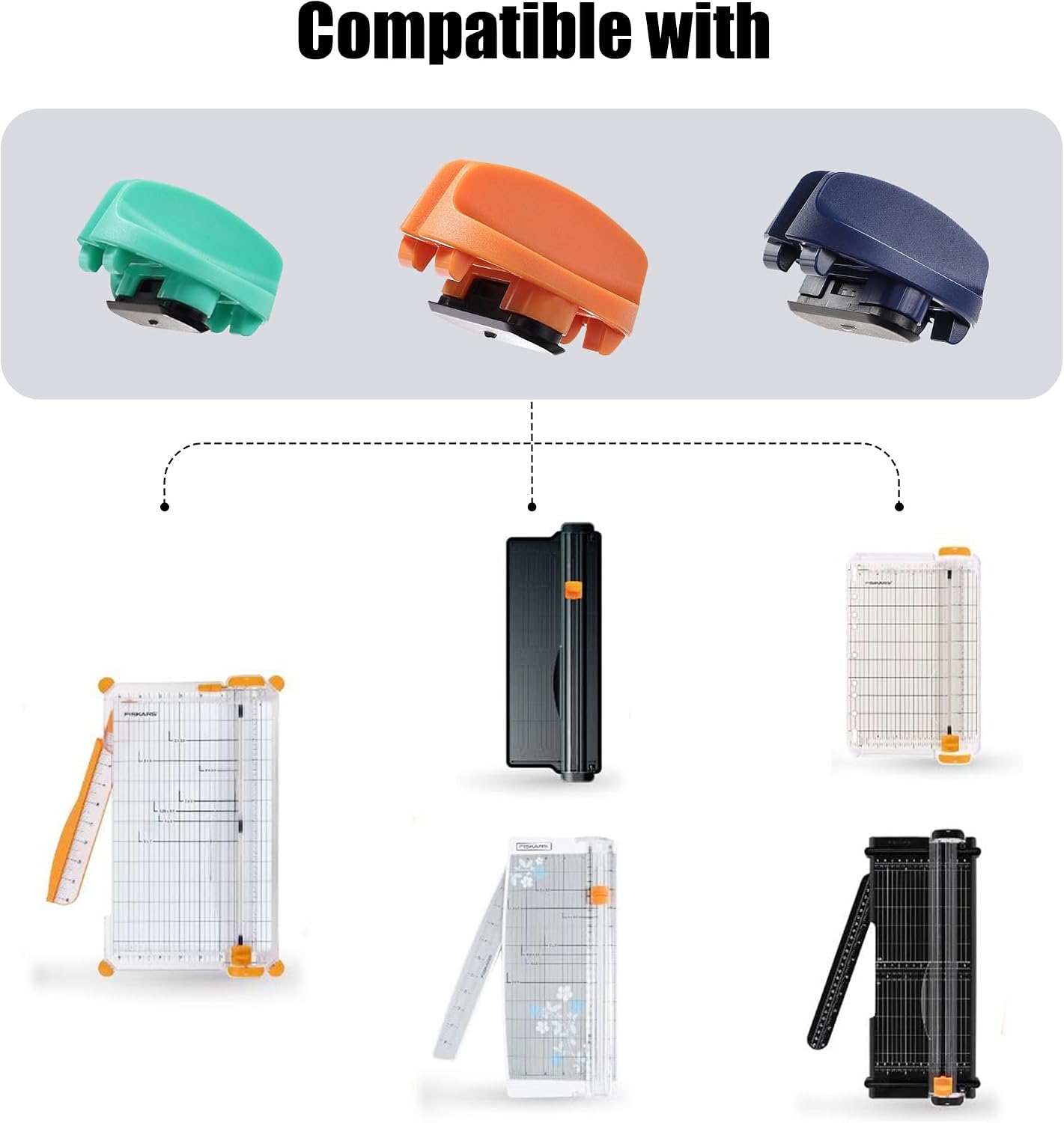 6-Pack Trimmer Replacement Blades for Fiskars Paper Trimmer, Replacement Blade for All Series of Fiskars/Portable&Precision Trimmer,Arts and Crafts,4 Cutting&2 Scoring Blades,Slider,Ice Blue image 3