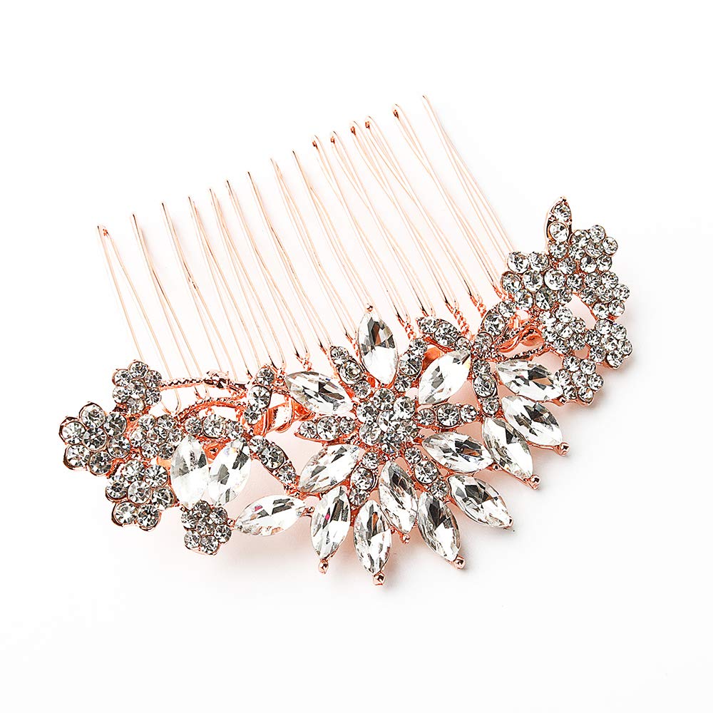 Hapibuy Crystal Bridal Wedding Hair Comb Silver Wedding Headpiece Hair Clip For Bride and Bridesmaid