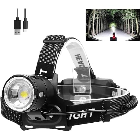 [3-pack] 30000 Lumen Headlamp Set, 50000 Actual Lumens, Rechargeable Headlight