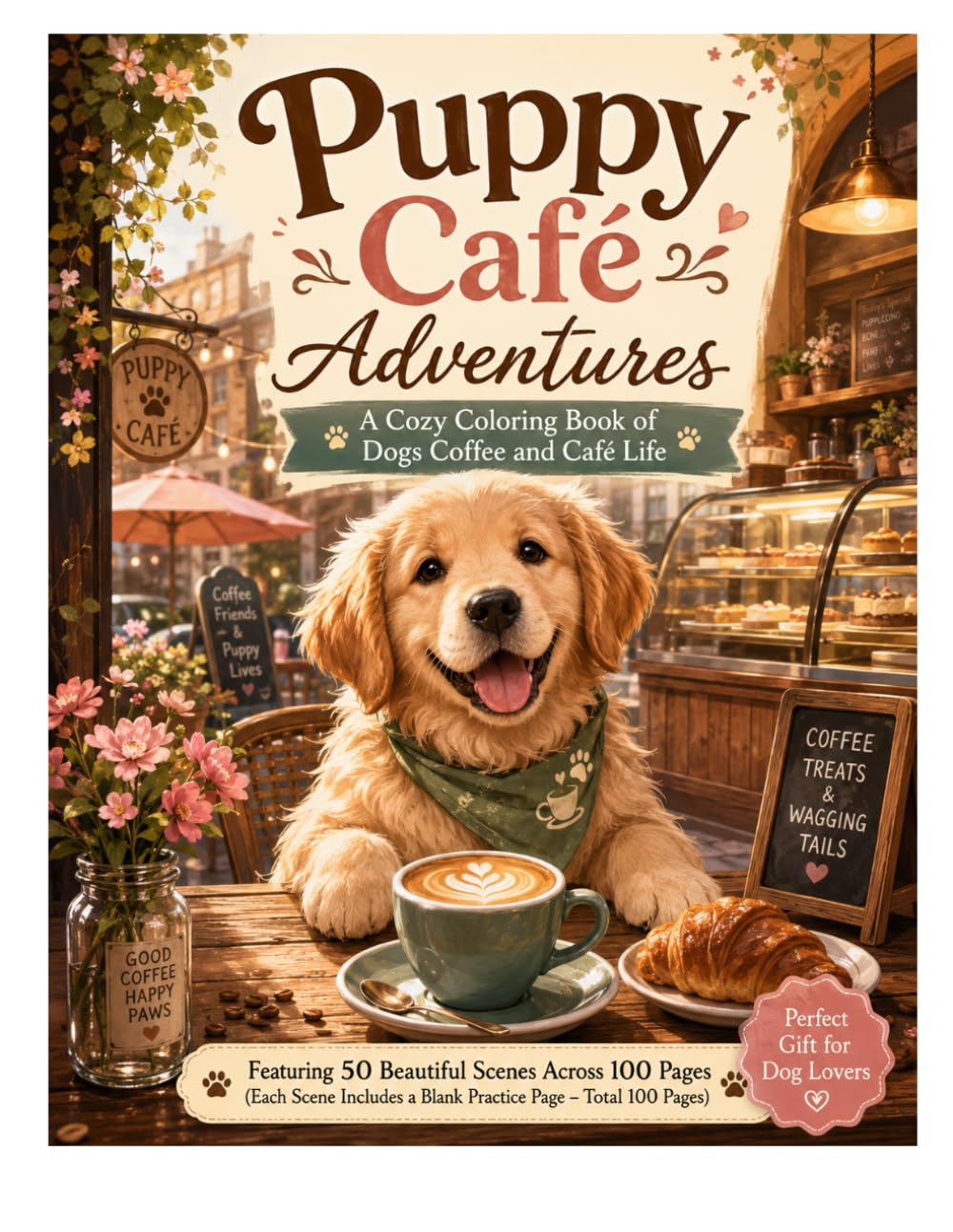 Puppy Café Adventures: A Cozy Coloring Book of Dogs, Coffee and Café Life — 50 Heartwarming Scenes for Dog Lovers and Adults (Cozy Dog Life Collection)
