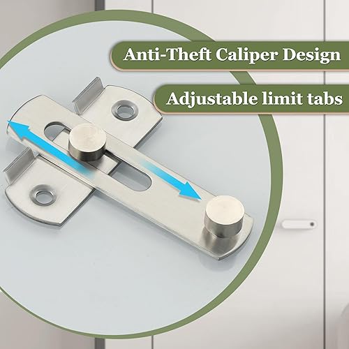 Miniatura 3 de Alise Pestillos de puerta de acero inoxidable, pestillo abatible, cerradura de puerta de seguridad para mascotas, níquel cepillado de 3 pulgadas, 2