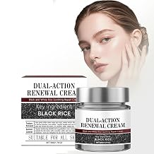 Dual-Action Renewal Cream, Professional Skin Treatment, Black and White Rice Soothing Repair Cream, Natural Body Serum Suitable for All Skin Types