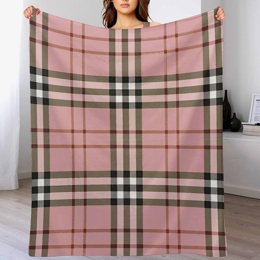 Amazon｜ブランケット ピンク チェック柄 毛布 タオルケット Blanket