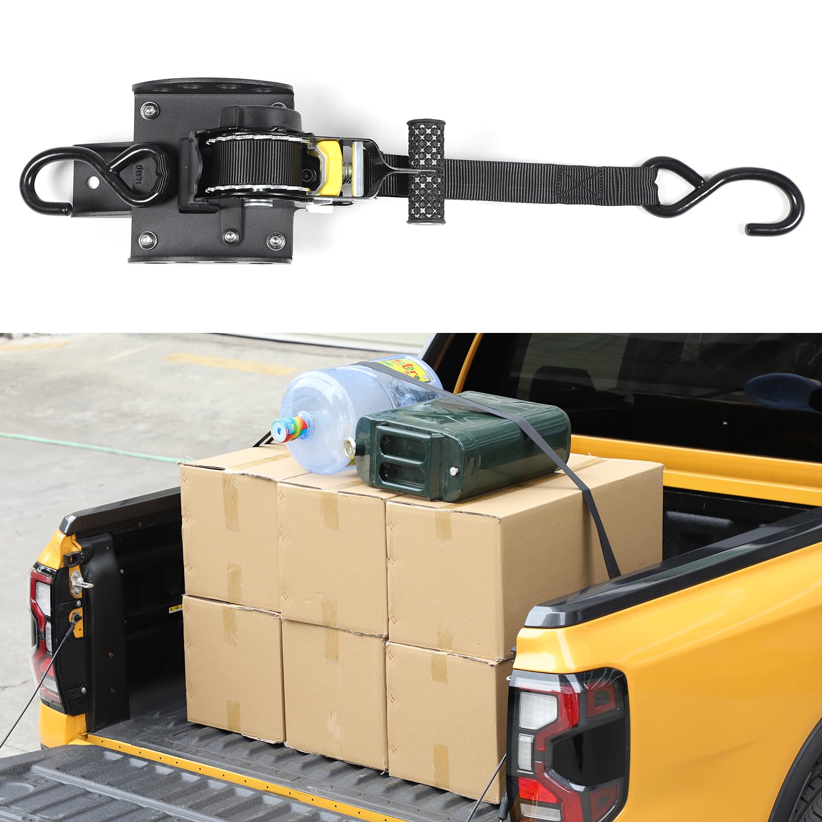 Cinghie a cricchetto retrattili per @Ford @Ranger 2023-2026 vantano una resistenza alla rottura di 680 kg, sostituzione autoritrattante con ganci a S di sicurezza resistenti alle intemperie, fissaggio