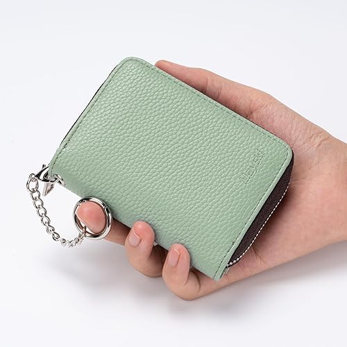 Miniatura 8 de Mayski - Cartera para tarjetas de crédito con cremallera para mujeres, tarjetero pequeño de acordeón, llavero con tarjetero para tarjetas