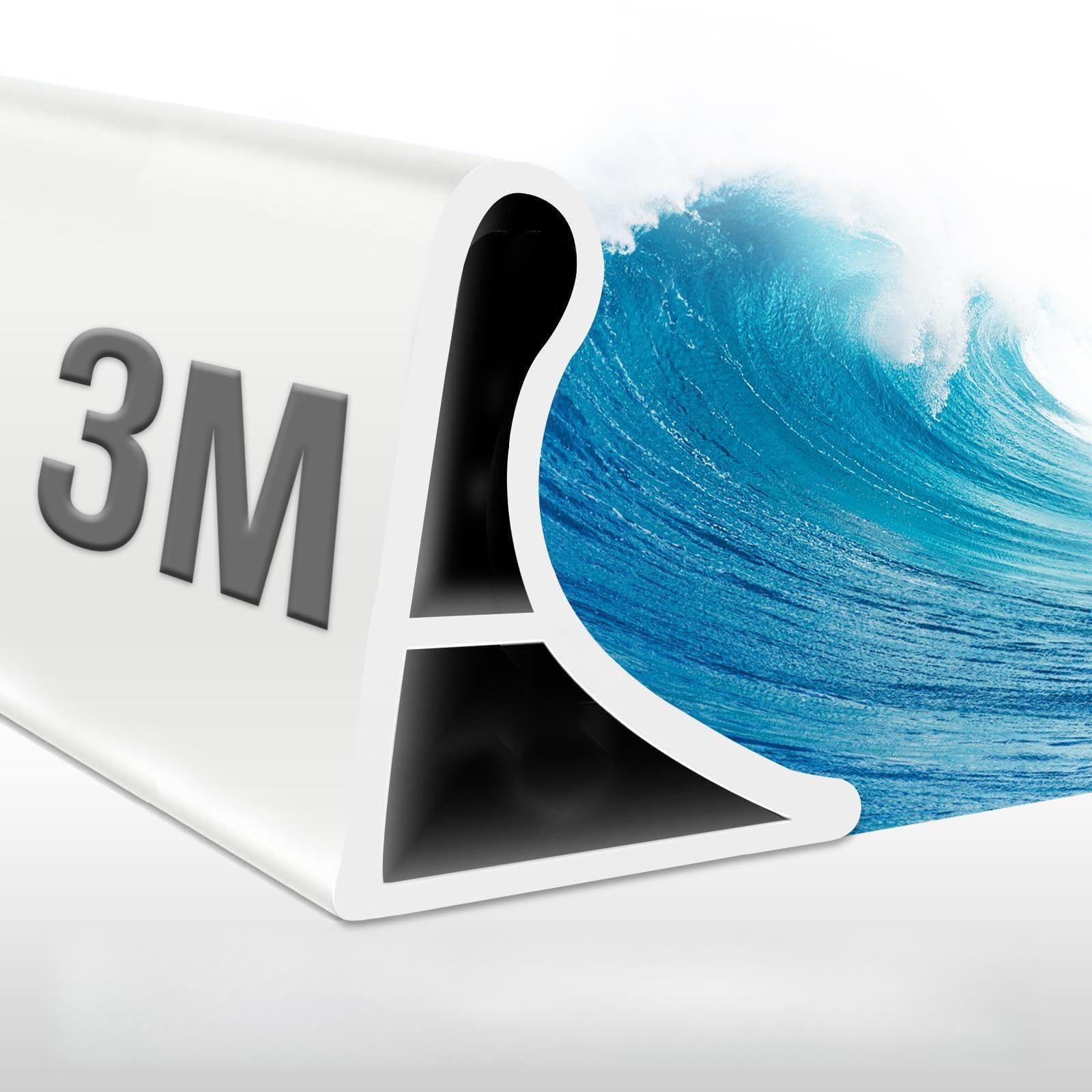Barriera Doccia Ferma Acqua, 3M Soglia Doccia, Silicone Barriera Acqua Impermeabile Autoadesivo, Pieghevole Bordo Vasca da Bagno Pieghevole Barriera, per Doccia Cucina Bagno (Bianco 2*3CM)