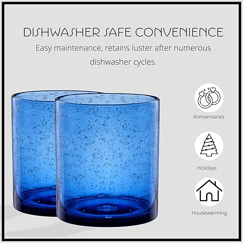 Miniatura 7 de Vasos Artland Iris, dobles y anticuados, color ámbar (4 unidades), Vidrio DOF, Azul (Cobalt Blue)