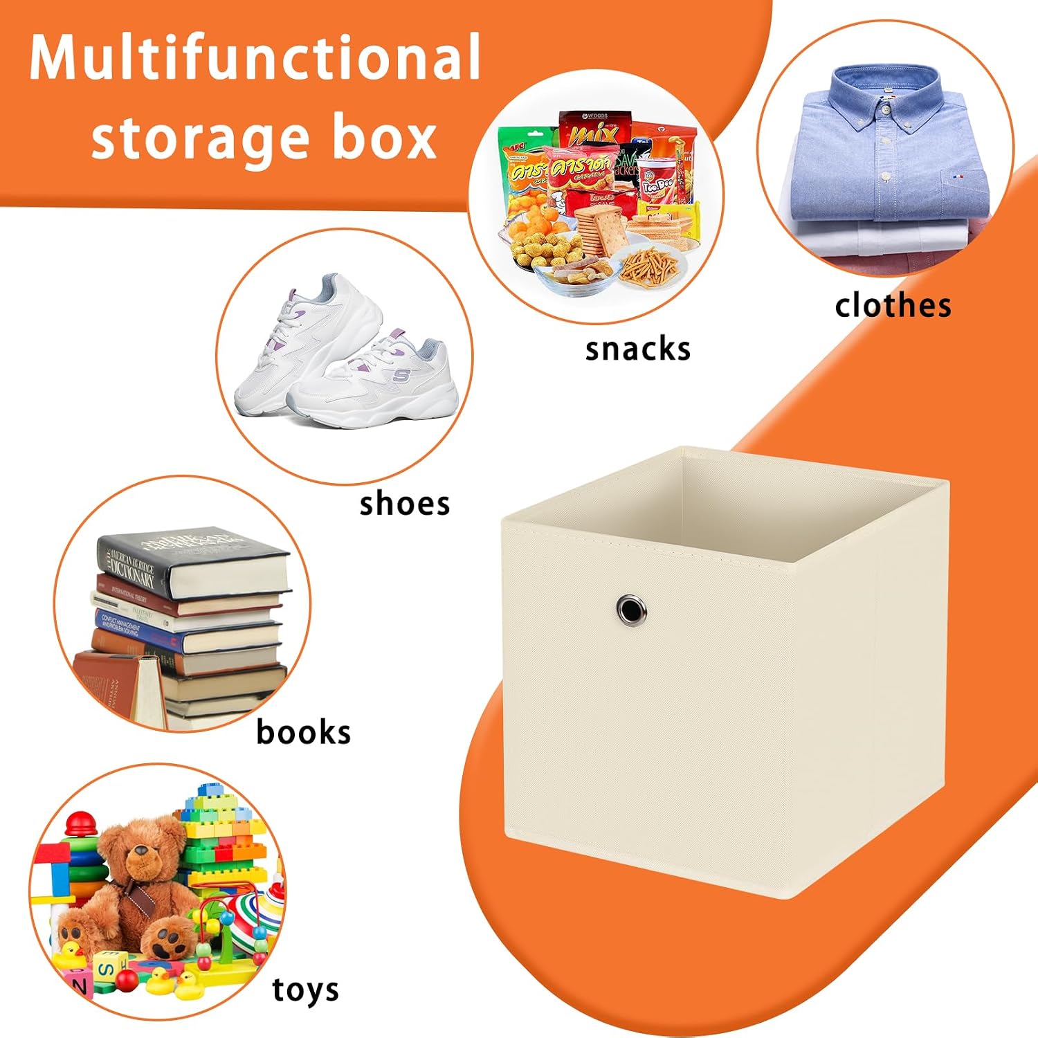 Condition photo showing New/Like New for foldable storage cubes bins ,11 inch cloth storage cube fabric storage box cubes organizer baskets with handles for home organizer set of 8 (creamy-white) creamy-white 8 pack
