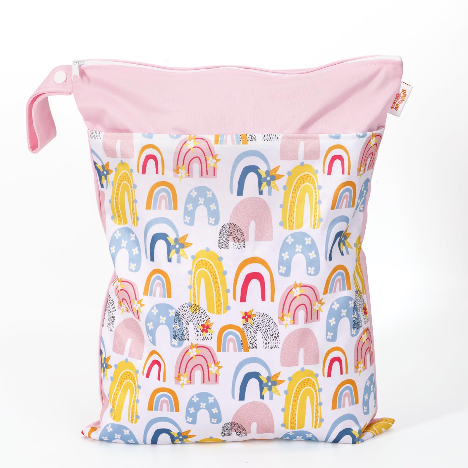 JuleLyn Wet Bag,Wet Dry Bag,Wet Bag for Swimsuit,With Two Zipper Wet dry Pouch,Waterproof Reusable Rainbow