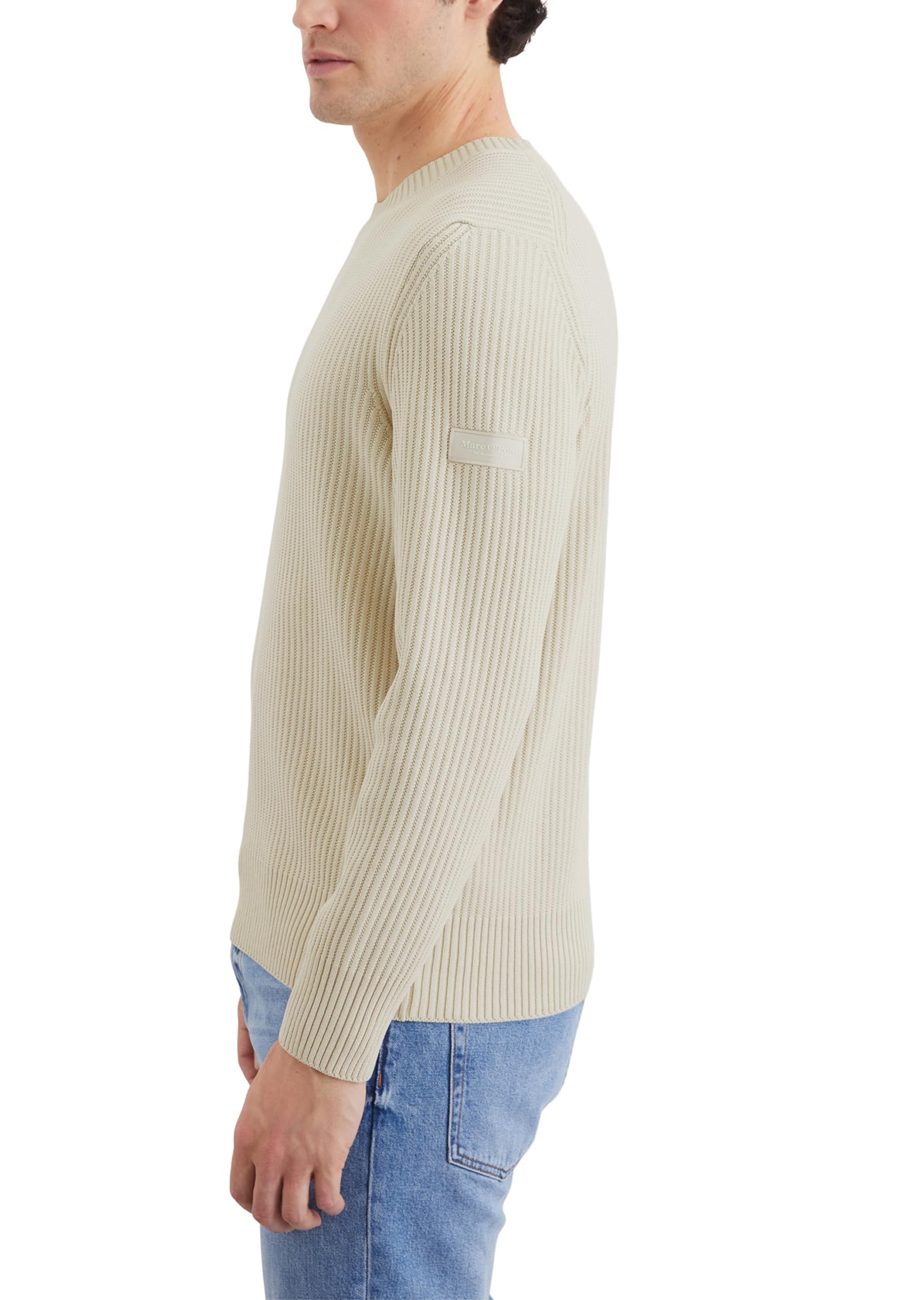 Marc O'Polo Herren Pullover aus Bio-Baumwolle Leichter Rippstrick