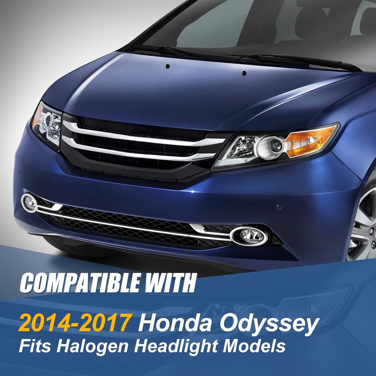 Auto Dynasty Headlights Assembly Compatible with 2014 2015 2016 2017 Honda Odyssey, Driver Left Side Halogen Headlamps Replacement w/Projector Low Beam, HO2502154 OE Style, Black Housing Amber Corner