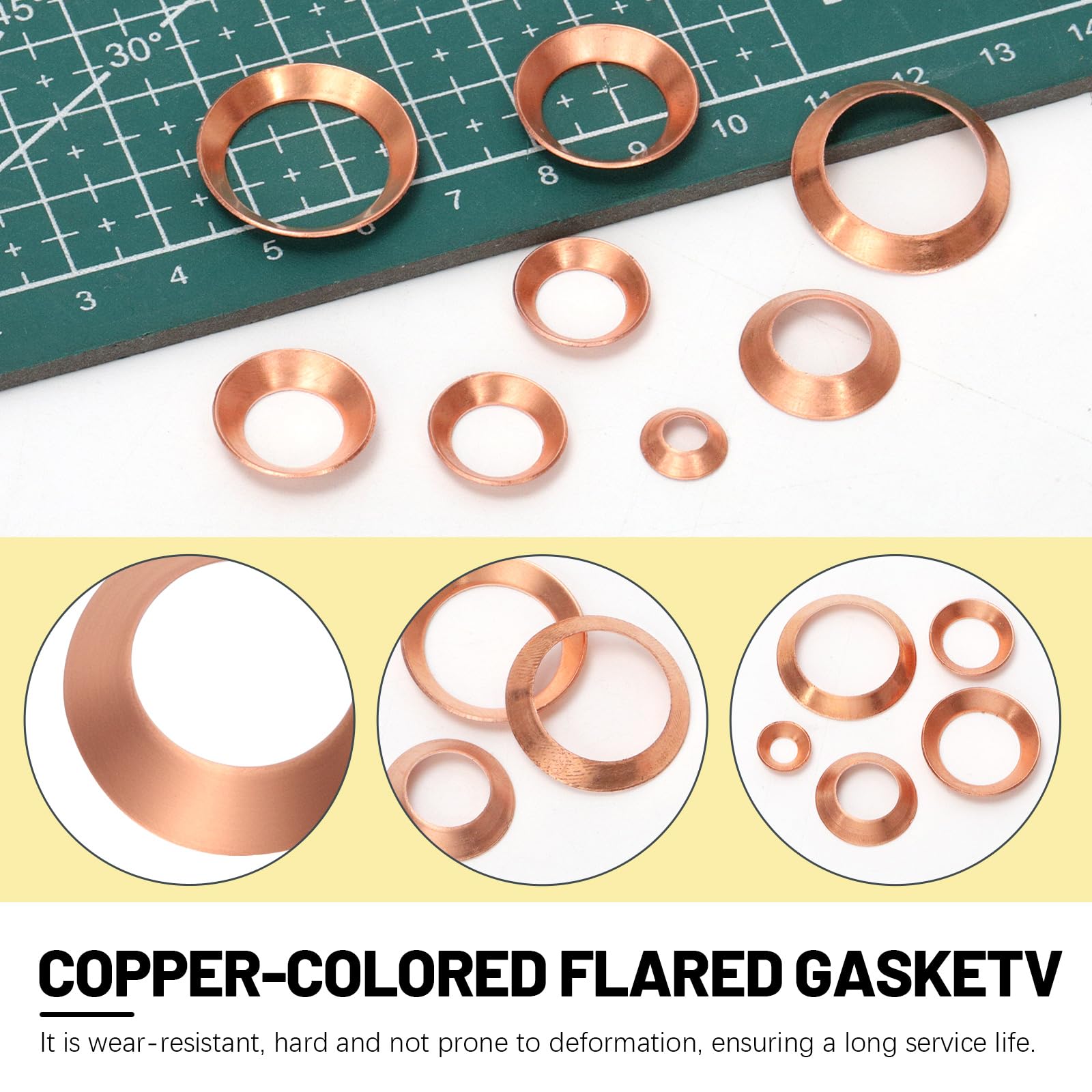 Produktbild von 10er Pack Kupferdichtungen 1/2 Zoll SAE 45° Flared, Für Rohrverschraubungen, Midland Industries, USA