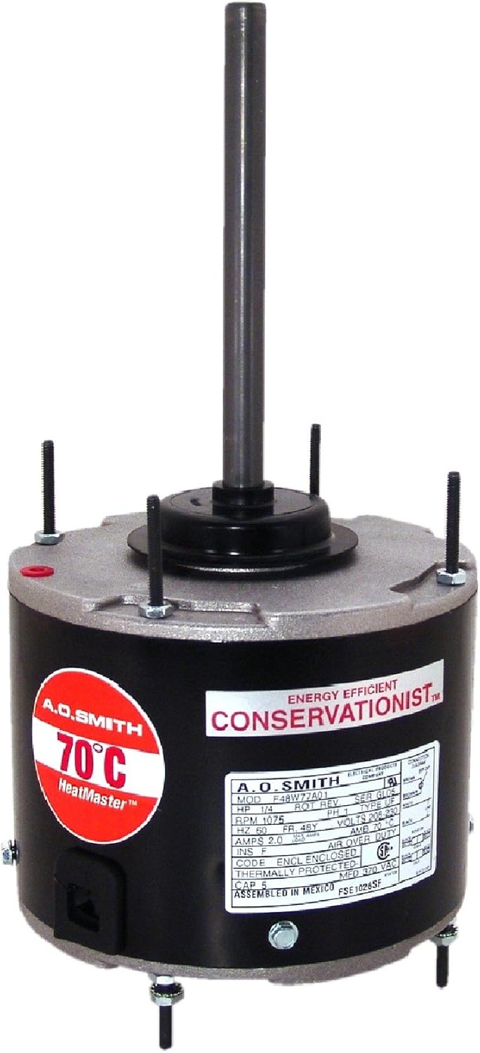 A.O. Smith FE1056SF 1/2 HP, 1075 RPM, 208-230 volts, 4 Amps, 48 Frame, Ball Bearing Condenser Motor