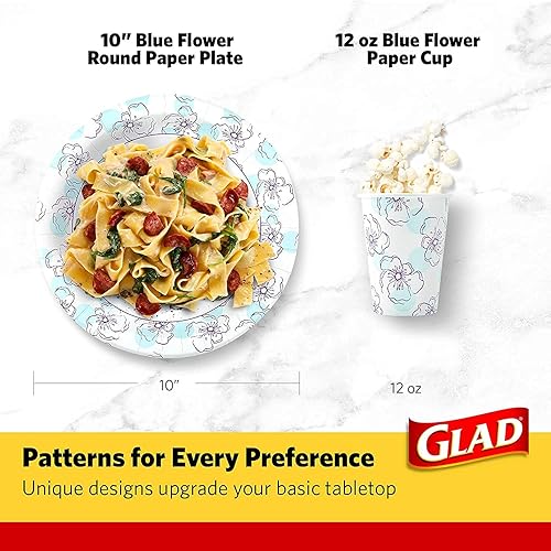 Miniatura 6 de Glad Platos desechables redondos de papel para todas las ocasiones Calidad nueva y mejorada Platos desechables resistentes a prueba de remojo