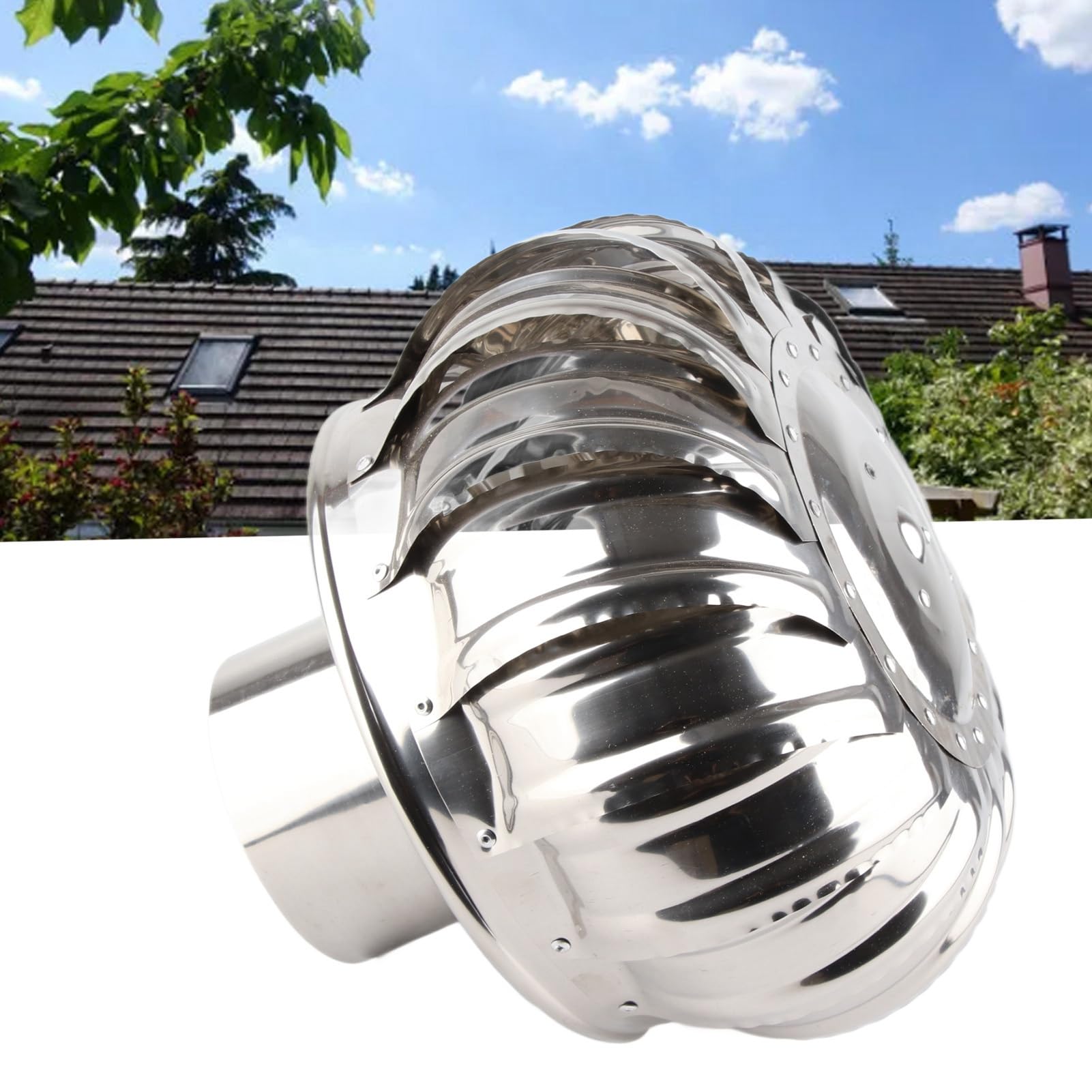 Ventilatore da Tetto, Robusto Ventilatore a Turbina in Acciaio Inossidabile, Ventilazione Automatica da Tetto con Ventilatore Silenzioso per Case Fattoria Soffitta di