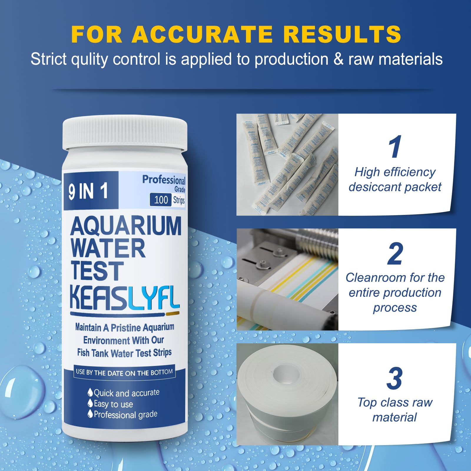 Kit de prueba de acuario con eBook-100 tiras 9 en 1, kit de prueba de agua salada y agua dulce para acuario, estanque y pecera, prueba de carbonato, alcalinidad, pH, dureza, cloro libre, nitrato,
