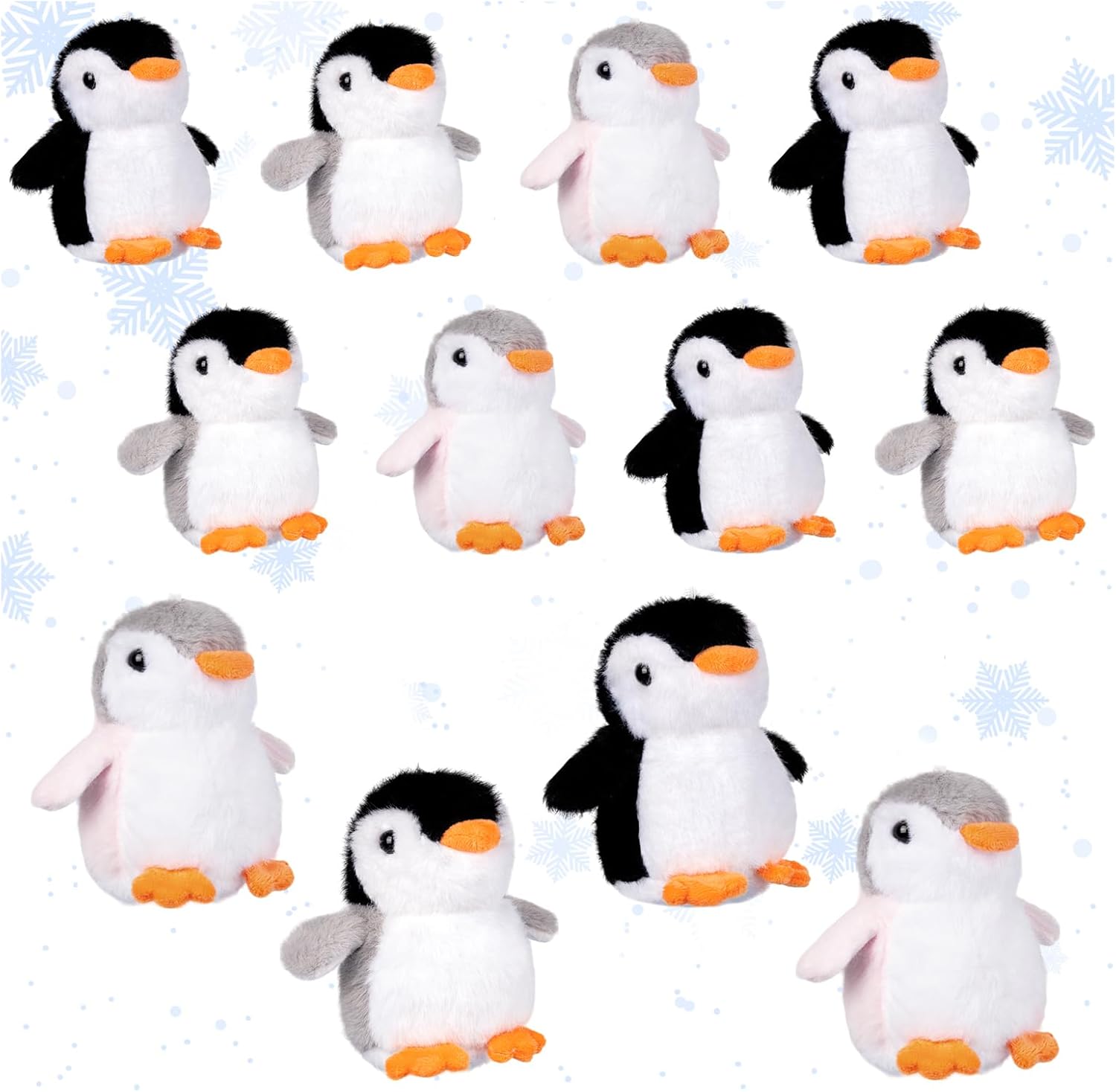 12PCS Mini Stuffed Penguins Plush Toys Soft Penguins Stuffed Animal for Boys Girls, Hanging Doll Decorations for Bag Birthday Decor Meeting Favors (3 Colors)