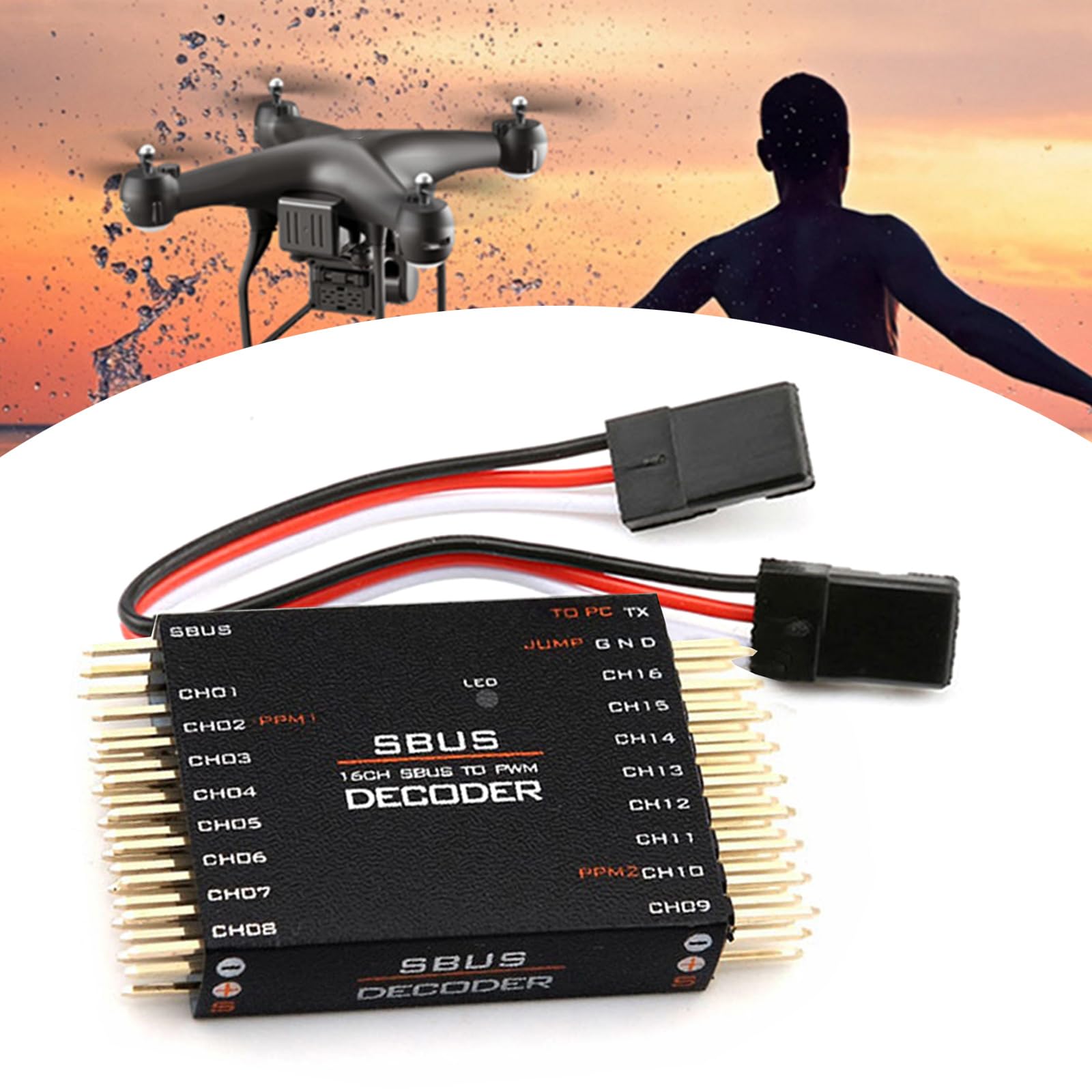 SBUS vers PPM Decoders Convertisseur 16 canaux Transverteur de signaux pour récepteur de signaux Orange
