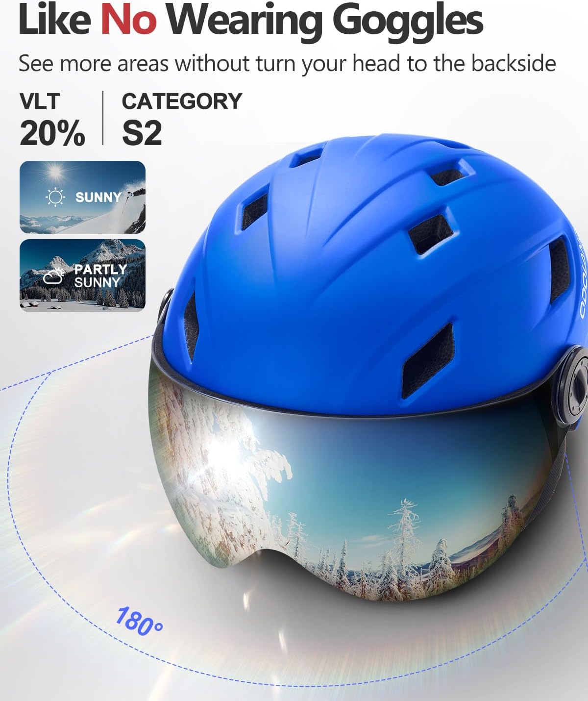 Odoland Kids Ski Helmet with 2-in-1 Visor Goggles for Boys & Girls, Adjustable Snowboard Helmet with Magnetic Buckle Strap for Children Ages 3-12 Skiing & Snowboarding