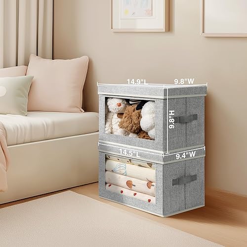 Miniatura 6 de Homsorout Contenedor de almacenamiento plegable, contenedores de almacenamiento con tapa, organizador de armario de mano con ventana, contenedores