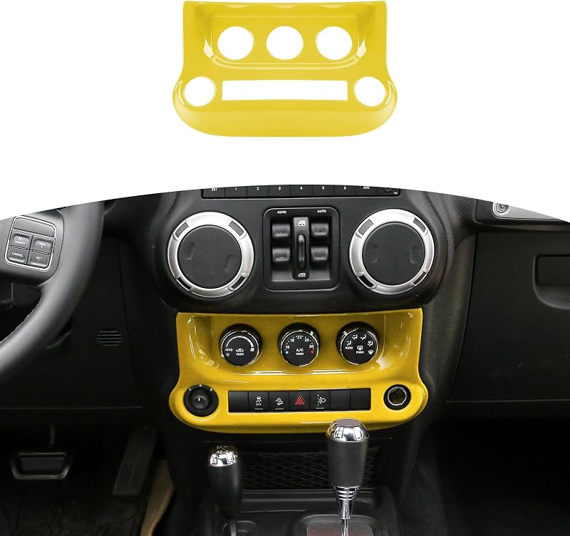 Moldura de acabamento dos controles do ar-condicionado RT-TCZ amarela para Jeep Wrangler JK JKU 2011–2017 – 1 unidade
