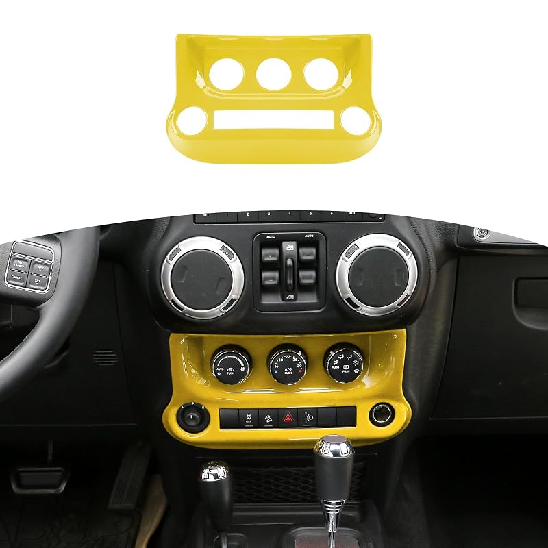 Capa de acabamento dos controles do ar-condicionado para Jeep Wrangler JK JKU 2011–2017 amarela RT-TCZ em ABS, 1 unidade