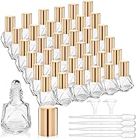 ELFULLY 36 Pack 8ml Glass Essential Oil Roller Bottles - Stainless Steel Roller Ball, Polygonal Design, Dropper & Funnel for Travel Aromatherapy