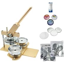 ChiButtons KIT 100mm4 Pro Badge Machine Button Maker-B400 + Mould + 100 Parts + Circle Cutter Metric System Gold