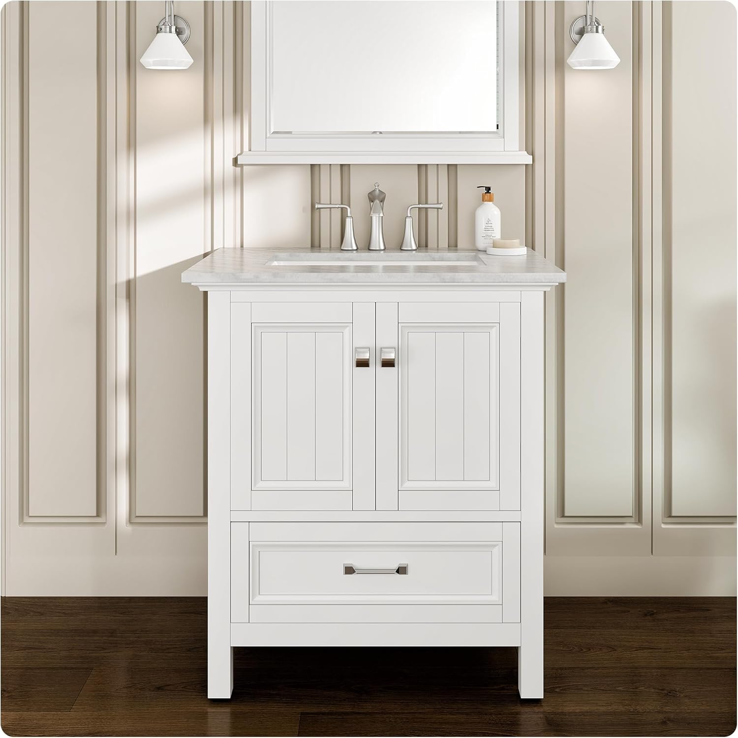 Amazon.com: Eviva Britney 30 inch Bathroom Vanity with Sink ??? White Freestanding Bathroom ...