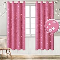 Vista 39 de BGment - Cortinas opacas para dormitorio infantil, con ojales, con aislamiento térmico, estampado de estrellas plateadas, para oscurecer