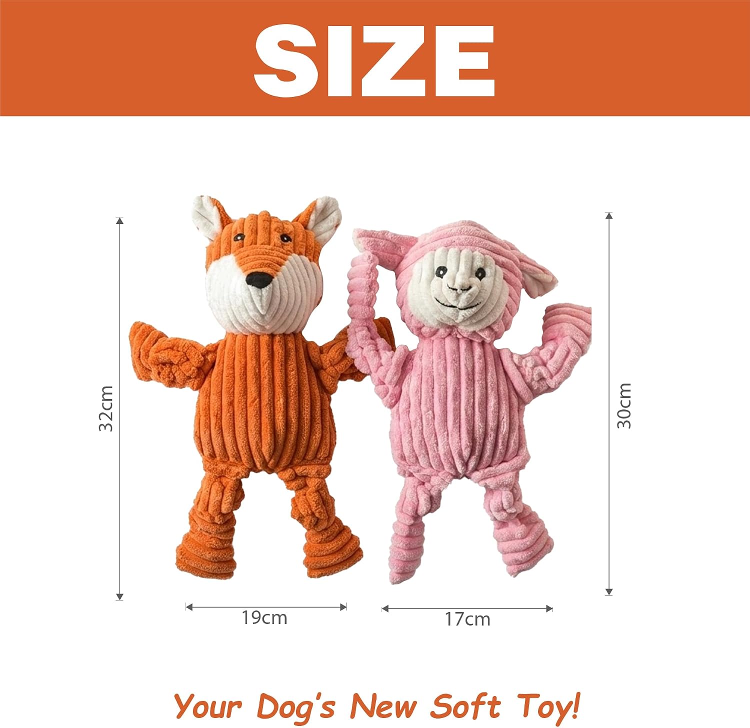 PetLike 4PK Squeaky Plush Dog Toys, Durable Chew Toys with Five BB Squeaker, Composite Stuffed Teething Toys for Aggressive Chewers, Interactive Fetch & Tug of War Toys for Small & Medium Dogs