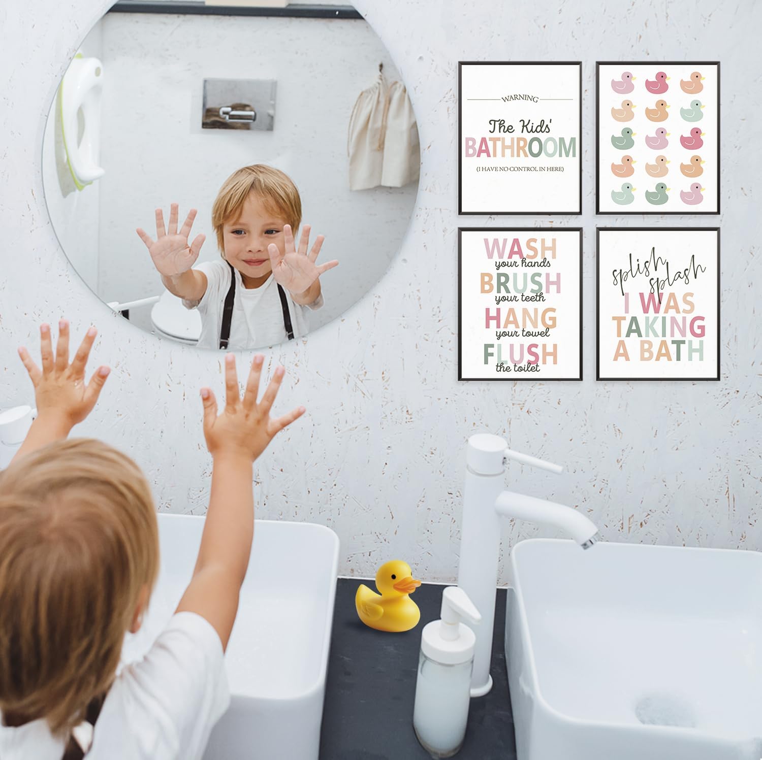 Locomiss Kids Rubber Duck Bathroom Decor Set Wall Art Posters image 4