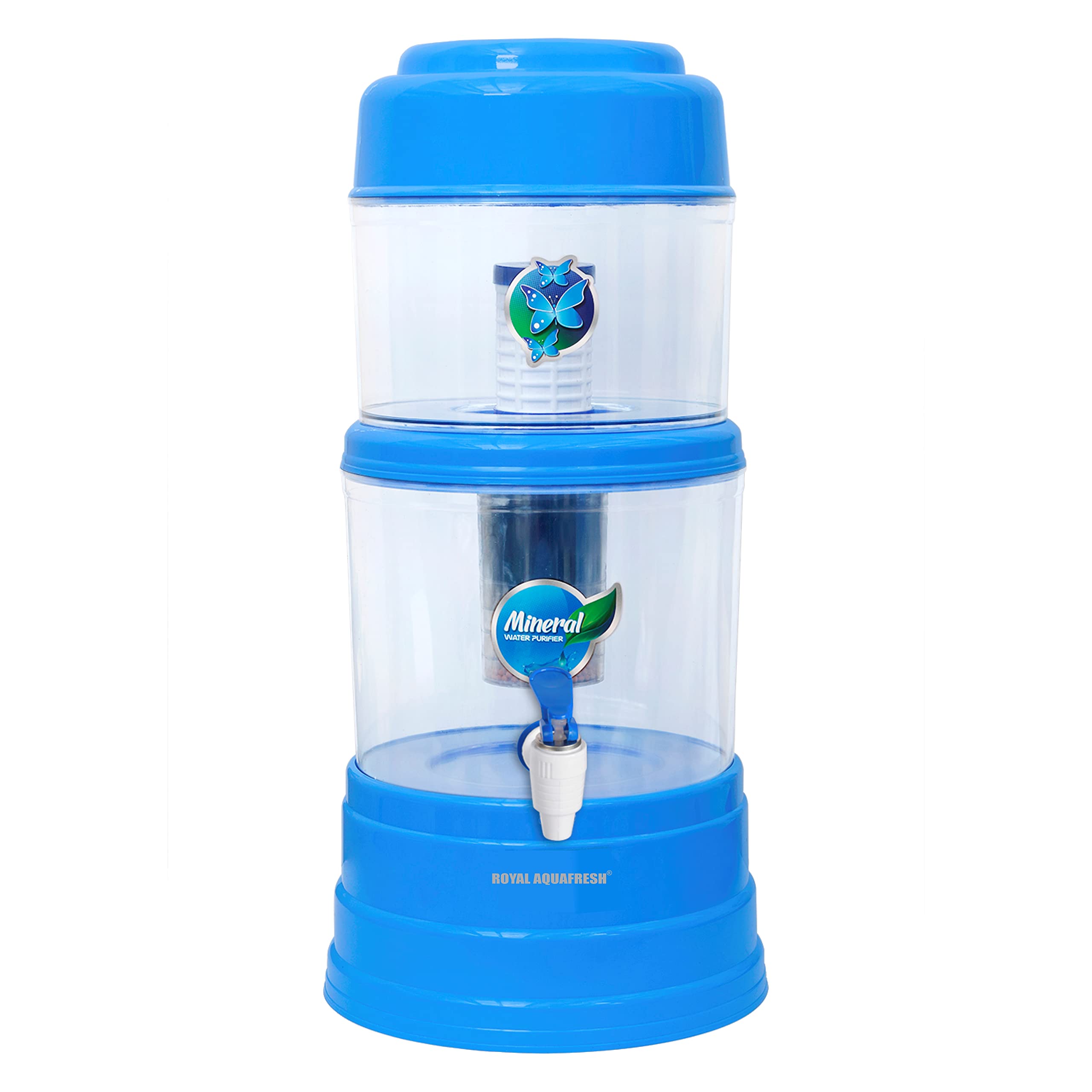 ROYAL AQUAFRESH 16L Gravity Water Purifier UF Technology Based Non-Electric & Chemical Free Offline Model Counter Top Water Purifier Gravity-Fed Water Filter System (MISTY 16L BLUE)