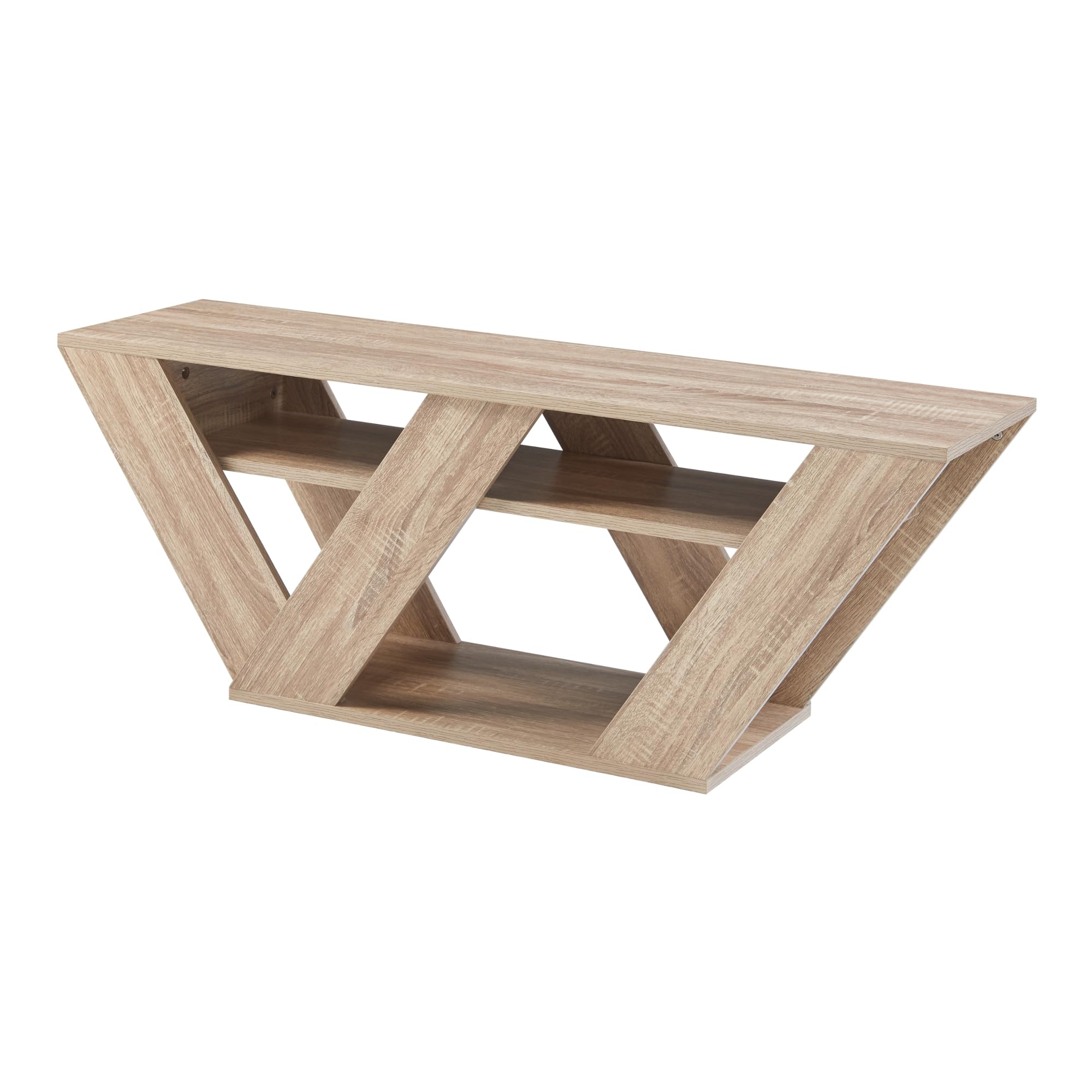 [en.casa] Meuble TV avec 2 Étagères Banc Télé avec Surfaces de Rangement Support Écran Design pour Salon Panneau de Particules 110 x 30 x 40 cm Effet Chêne