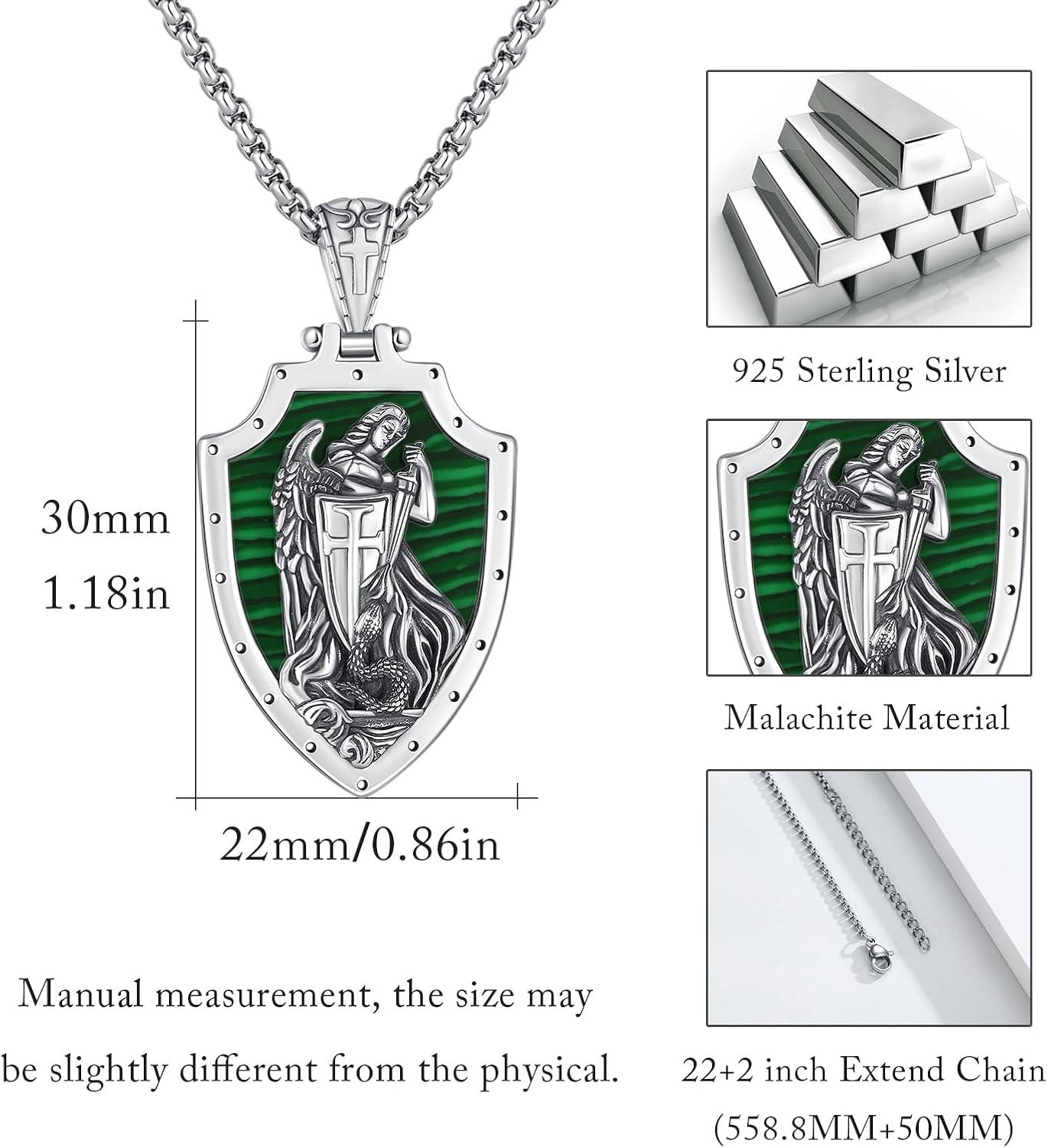 Saint Necklace 925 Sterling Silver Archangel Protection Medals Pendant Religious Amulet Jewelry for Men Women - Image 4