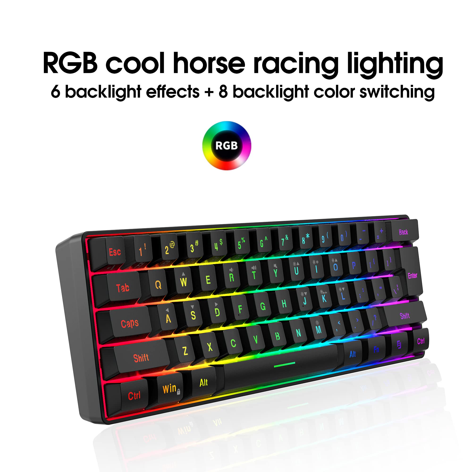 DGG 60% Gaming Keyboard and Mouse Combo, Small Keyboard and Mouse Set, Mini Gaming Keyboard 61 Keys True RGB Mechanical Feeling Keyboard Mouse Combo for Computer PC Gamer view 7