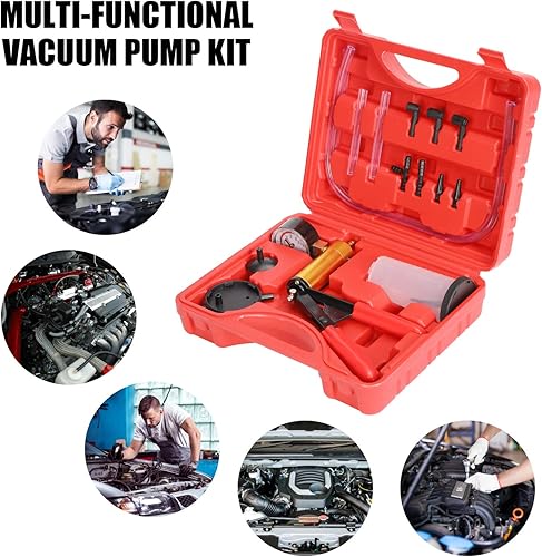 Miniatura 12 de Kit de purga de frenos con bomba de vacío manual con adaptadores de manómetro, juego de purga de líquido de frenos automotriz para bicicleta, coche