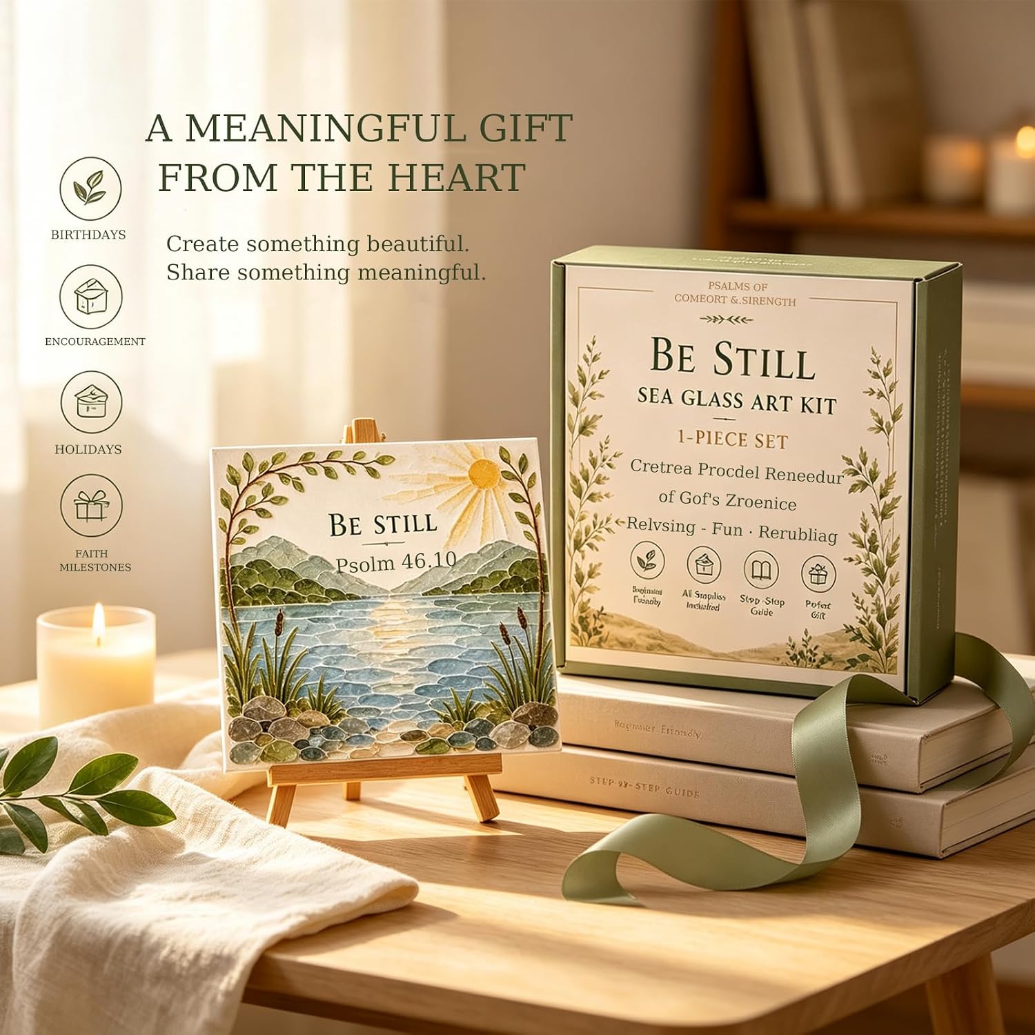 Psalms of Comfort & Strength Sea Glass Art Kit – Inspirational DIY Craft for Adults, Faith-Inspired Wall Decor, Soothing Hands-On Activity & Thoughtful Gift for Women