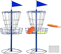 Yaheetech Portable Disc Golf Target Set of 2 - Sturdy 12-Chain Metal Frisbee Basket for Indoor/Outdoor Practice, Blue
