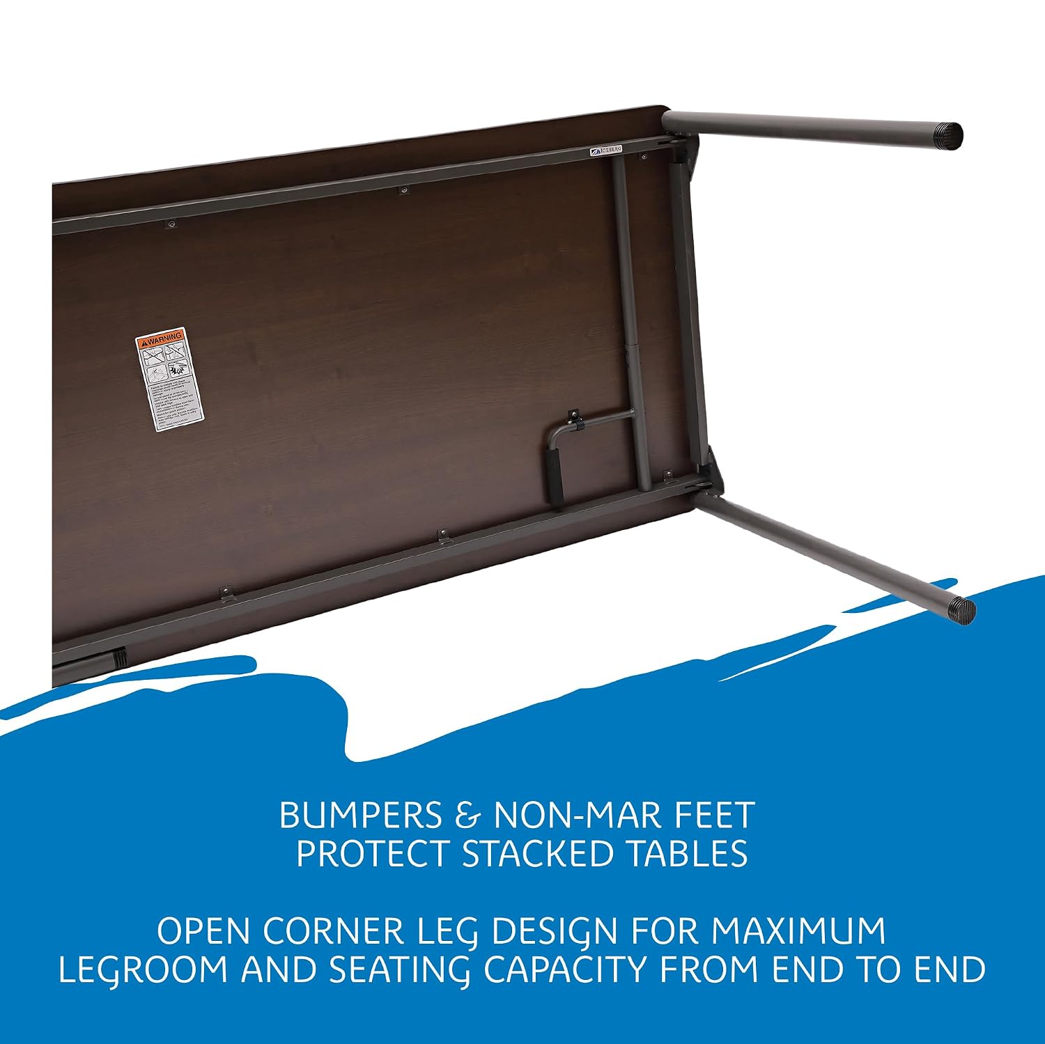 Iceberg Maxx Legroom Wood Folding Table, 72" Length x 30" Width x 29-1/2" Height, Walnut
