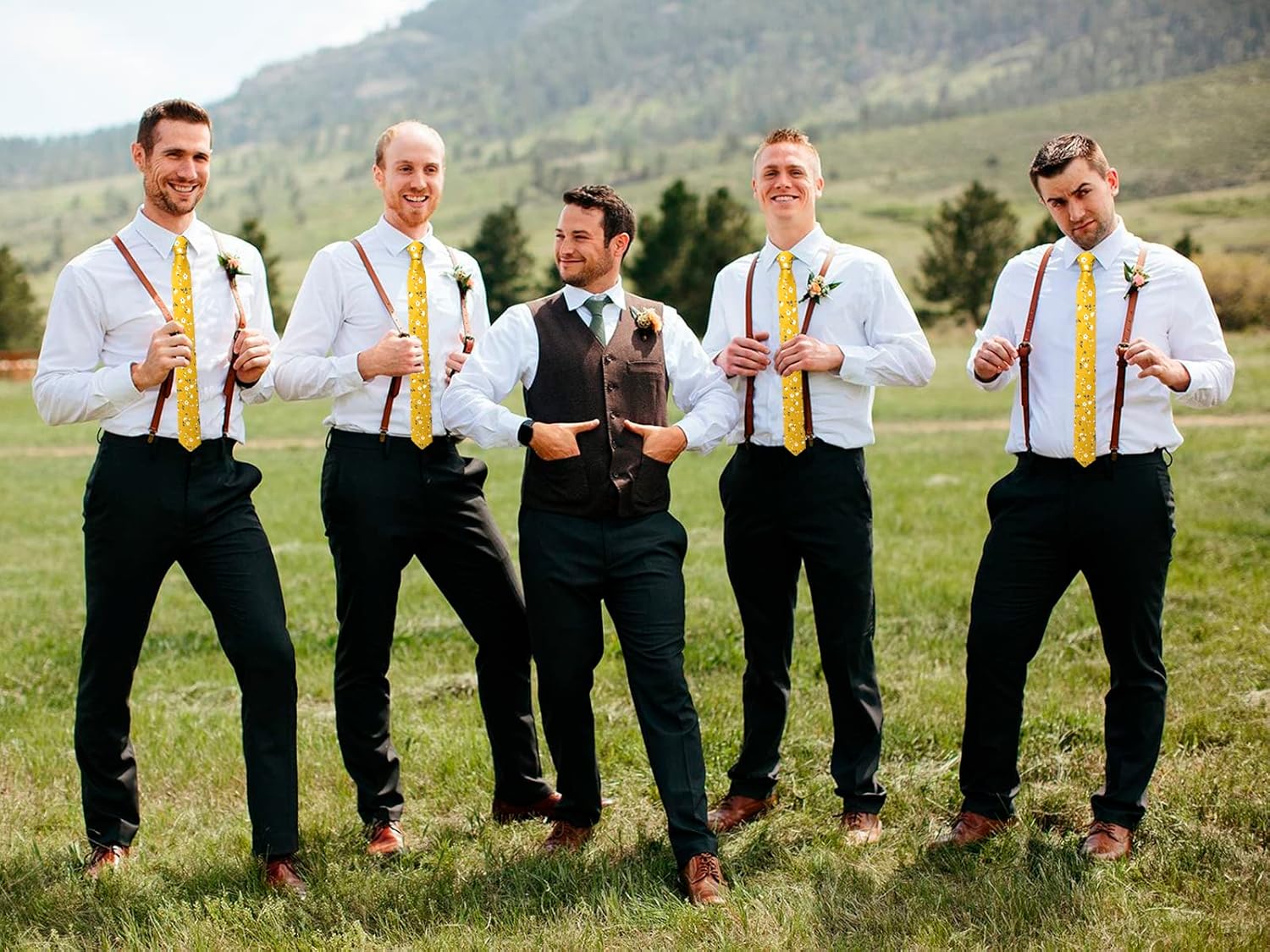 Mantieqingway Men's Cotton Printed Floral Neck Tie Skinny Tie - Image 6