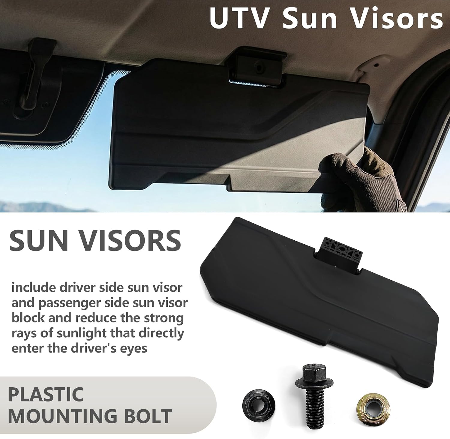 Car Sun Visors Compatible with 2018-2025 Polaris Ranger Crew XP 570 1000 Replace 2890288