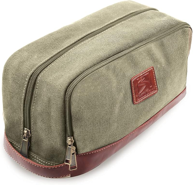 Necessaire de viagem seemeroad em lona com couro vegano, compartimentos e alça para pendurar
